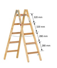 Euroline Holz Sprossenstehleiter Nr. 12506 mit Eimerhaken 2x5 Sprossen