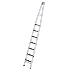 MUNK Stufen-Glasreinigerleiter mit nivello-Traverse clip-step R13, 7-stufiges Oberteil