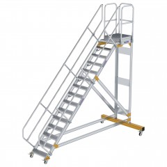 MUNK Plattformtreppe fahrbar 45° Stufenbreite 600mm 15 Stufen