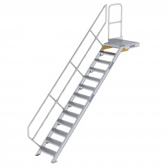 MUNK Treppe mit Plattform 45° inkl. einen Handlauf, 600mm Stufenbreite, 13 Stufen