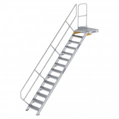 MUNK Treppe mit Plattform 45° inkl. einen Handlauf, 600mm Stufenbreite, 14 Stufen