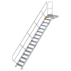 MUNK Treppe mit Plattform 45° inkl. einen Handlauf, 600mm Stufenbreite, 16 Stufen