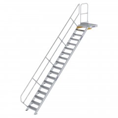 MUNK Treppe mit Plattform 45° inkl. einen Handlauf, 600mm Stufenbreite, 19 Stufen