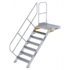 MUNK Treppe mit Plattform 45° inkl. einen Handlauf, 800mm Stufenbreite, 7 Stufen