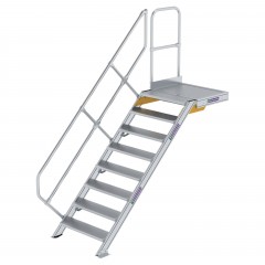 MUNK Treppe mit Plattform 45° inkl. einen Handlauf, 800mm Stufenbreite, 8 Stufen