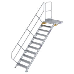 MUNK Treppe mit Plattform 45° inkl. einen Handlauf, 800mm Stufenbreite, 11 Stufen