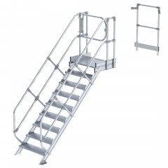 MUNK Treppen-Modul 2700mm Plattformoberkante Aluminium geriffelt 13 Stufen