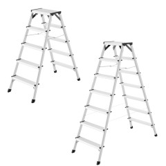 Hailo D60 StandardLine Doppelstufenleiter mit rutschsicheren geriffelten Stufen