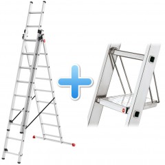 Hailo HobbyStep combi Kombileiter 3x9 Sprossen inkl. Tritt