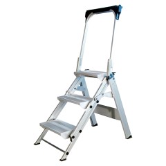 Iller Sicherheitstreppe Stufentritt klappbar mit 4 stabilen Aluminium Stufen mit Bügel