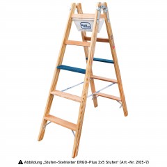 Iller Holz Stufenstehleiter ERGO Plus inkl. Werkzeugtasche und Eimerhaken 2x7 Stufen 3,30m AH