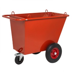 Kongamek Abfallwagen in rot mit 3 Rädern Ø400mm Luftbereifung 1310x720x1000mm 400l Volumen