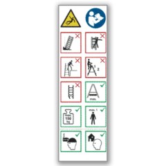 Layher Piktogrammetiketten für Holzstehleitern 1028, 1038, 1053, 1020 10er-Pack