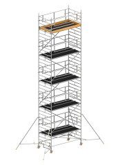 Layher Rollgerüst Uni Breit P2 Safety Plus mit Doppelgeländer und ausziehbaren Gerüststützen 11,20m AH