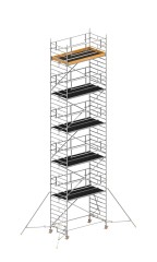 Layher Rollgerüst Uni Breit P2 Safety Plus mit Doppelgeländer und ausziehbaren Gerüststützen 12,20m AH