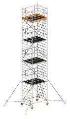 Layher Rollgerüst Uni Kompakt P2 Safety Plus mit Doppelgeländer und ausziehbaren Gerüststützen 10,20m AH