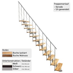 Minka Mittelholmtreppe Comfort Top in Buche oder Buche auf Walnuss bis 336cm Geschösshöhe