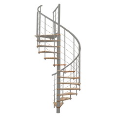 Minka Spindeltreppe Fusion 37 - 295cm Geschosshöhe Buche Grau 140cm Durchmesser