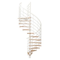 Minka Spindeltreppe Fusion 37 - 295cm Geschosshöhe Buche Weiß 140cm Durchmesser
