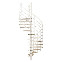 Minka Spindeltreppe Fusion 37 - 295cm Geschosshöhe Eiche Weiß 140cm Durchmesser
