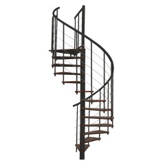 Minka Spindeltreppe Fusion 37 - 295cm Geschosshöhe Walnuss Schwarz 140cm Durchmesser