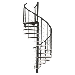 Minka Spindeltreppe Fusion 37 - 295cm Geschosshöhe Weiß Schwarz 140cm Durchmesser