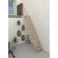 Minka Mittelholmtreppe Joker 35 - 304cm Geschosshöhe Buche Weiß