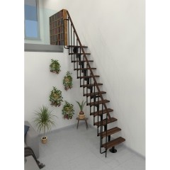 Minka Mittelholmtreppe Joker 35 - 304cm Geschosshöhe Walnuss Schwarz