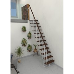Minka Mittelholmtreppe Joker 35 - 304cm Geschosshöhe Walnuss Weiß