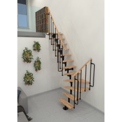 Minka Mittelholmtreppe Joker Turn 35 - 304cm Geschosshöhe Buche Schwarz