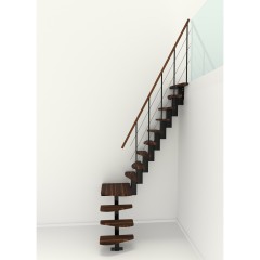 Minka Mittelholmtreppe Quatro Turn 38 - 298cm Geschosshöhe Walnuss Schwarz