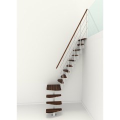 Minka Mittelholmtreppe Quatro Turn 38 - 298cm Geschosshöhe Walnuss Weiß