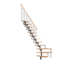 Minka Mittelholmtreppe Style Turn 35 - 304cm Geschosshöhe Buche Grau