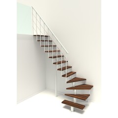 Minka Mittelholmtreppe Comfort Top Turn 37 - 312cm Geschosshöhe Walnuss Weiß