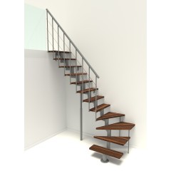 Minka Mittelholmtreppe Comfort Top Turn 37 - 312cm Geschosshöhe Walnuss Grau