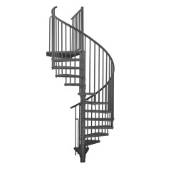 Minka Außenspindeltreppe Rondo Zink Color 38 - 305,5cm Geschosshöhe Anthrazit 120cm Durchmesser