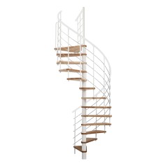 Minka Spindeltreppe Venezia Smart 38 - 305,5cm Geschosshöhe Buche Weiß 160cm Durchmesser