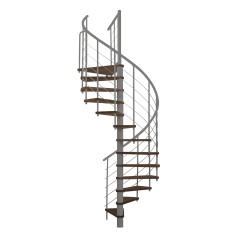 Minka Spindeltreppe Venezia Smart 38 - 305,5cm Geschosshöhe Walnuss Grau 120cm Durchmesser