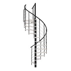 Minka Spindeltreppe Venezia Smart 38 - 305,5cm Geschosshöhe Weiß Schwarz 160cm Durchmesser