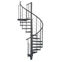 Minka Außenspindeltreppe Spino Zink Color 38 - 305,5cm Geschosshöhe Anthrazit 160cm Durchmesser