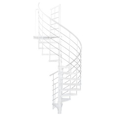 Minka Außenspindeltreppe Spino Zink Color 38 - 305,5cm Geschosshöhe Weiß 180cm Durchmesser