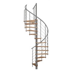 Minka Spindeltreppe Venezia Smart 38 - 305,5cm Geschosshöhe Buche Grau 140cm Durchmesser