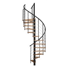 Minka Spindeltreppe Venezia Smart 38 - 305,5cm Geschosshöhe Buche Schwarz 100cm Durchmesser