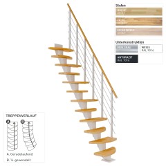 Dolle Mittelholmtreppe Berlin 64cm breit für Geschosshöhen 203-315cm inkl. einseitigem Designgeländer