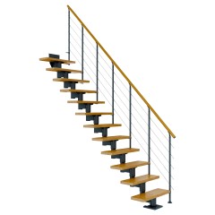 Dolle Mittelholmtreppe Cork Eiche, lackiert Gerade 75 cm breit für GH 240 – 292 cm UK Metall Anthrazit mit Geländer