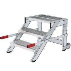 MUNK Arbeitspodest fahrbar Stahl-Gitterrost 600mm Stufenbreite 3 Stufen