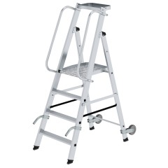 MUNK Aluminium-Stehleiter mit Rollen und Griff 4 Stufen