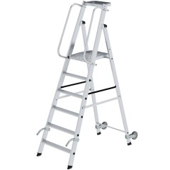 MUNK Aluminium-Stehleiter mit Rollen und Griff 6 Stufen