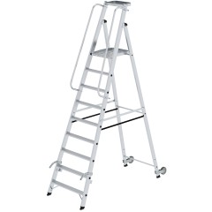 MUNK Aluminium-Stehleiter mit Rollen und Griff 9 Stufen