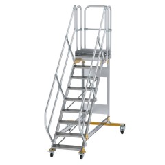 MUNK Plattformtreppe fahrbar 45° Stufenbreite 600mm 9 Stufen